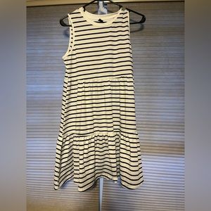 White and black striped dress.